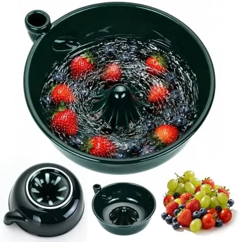 ceramic berry washing bowl fruit bowl with auto spin washing drainage system multi functional berry colander swirl rinsing bowl green