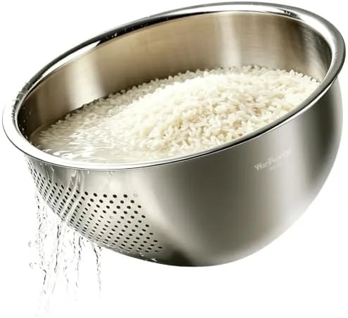 rice washer strainer bowl 4 qt stainless steel colander with side drainer